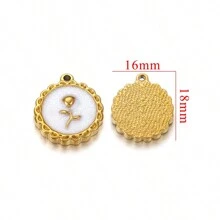 5 Stück 304 Edelstahl 18 Karat vergoldete Emaille Öltropfen Rose Tulpe runde asymmetrische Anhänger Charms, Alltagsschmuck Frauengeschenk DIY Schmuckzubehör Anhänger Charms Valentinstag - Anhänger - Übersicht 12