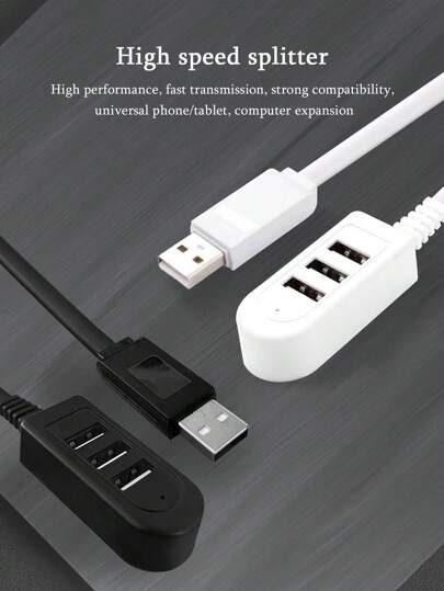 Répartiteur intelligent 3.0 avec une entrée vers trois sorties, avec 2 extensions, compatible avec le dock de type C pour la charge rapide, le transfert de données et le câble 3 en 1 pour la charge