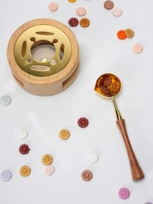 1pc Natural Wooden Wax Seal Melter And 1pc Golden Wooden Wax Stick For DIY Sealing Wax Beads Stamp Back To School,Back To School,School Supplies