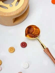 1pc Natural Wooden Wax Seal Melter And 1pc Golden Wooden Wax Stick For DIY Sealing Wax Beads Stamp Back To School,Back To School,School Supplies