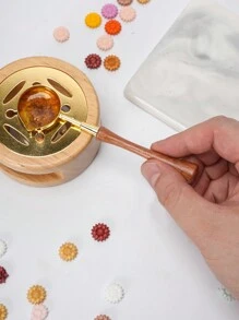 1pc Natural Wooden Wax Seal Melter And 1pc Golden Wooden Wax Stick For DIY Sealing Wax Beads Stamp Back To School,Back To School,School Supplies