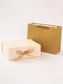 2件套折叠礼品盒，礼品包装盒，适合家庭、朋友、节日的通用礼品盒 - 黃色套裝 - 查看 2