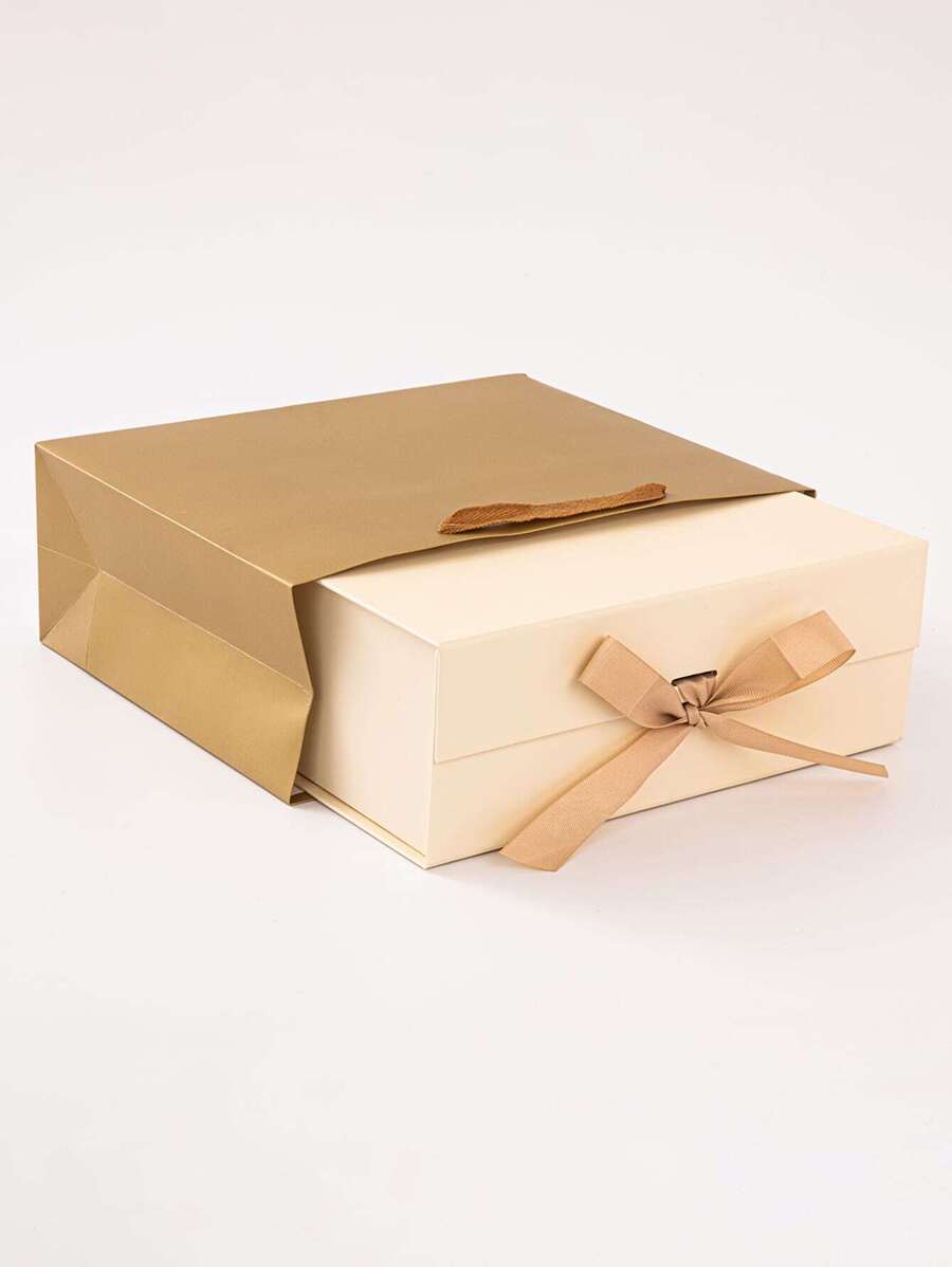 2件套折叠礼品盒，礼品包装盒，适合家庭、朋友、节日的通用礼品盒 - 黃色套裝 - 查看 1