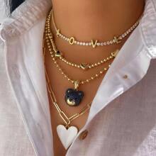 1 件爱心时尚颈链串珠项链 18K 镀金熊心珠宝吊坠项链 适合女士情人节、妈妈、母亲、母亲节、礼物 - 時尚項鍊 - 查看 1