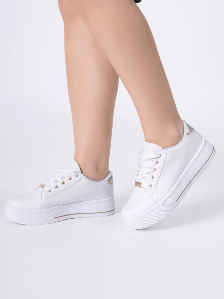 Women Wedge Sneakers - Gold - View 1