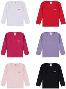 Kit 3 Blusa Manga Longa Infantil Menina Tamanhos 2 ao 10