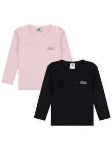Kit 3 Blusa Manga Longa Infantil Menina Tamanhos 2 ao 10