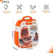 Juego de Herramientas, Juego de Herramientas de Taladro eléctrico, Bolsa de Juguetes de reparación, Juguete 2 en 1 con Mochila, Regalos de Navidad y cumpleaños - Mochila - Ver 2