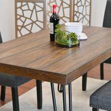 Amisos 6-Piece Dining Set, Hairpin Dining Table With 4 Chairs And A Wood Bench, 3 Color Options - 棕色 - 查看 4
