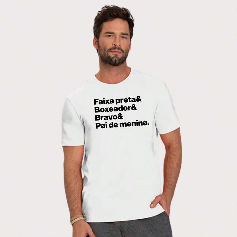 Basic T-Shirt Dad Black Belt Boxer Brave Father Daughters - trắng - Xem 1