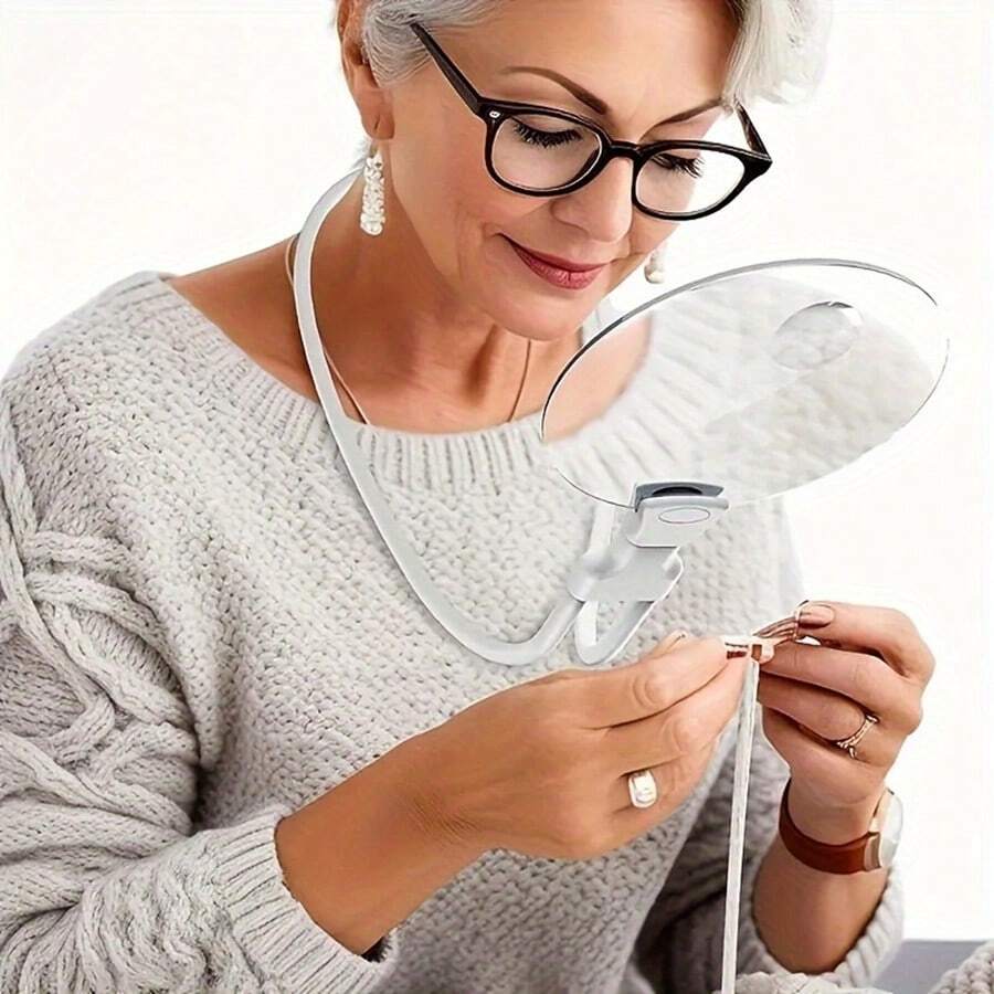 Neck Hanging HandsFree Magnifying Glass For Close Work, 5X Headband