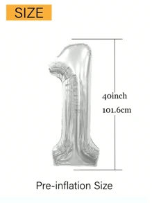 1 件 40 英寸巨型金箔聚酯薄膜数字气球，适用于男士女士生日派对装饰周年派对用品， - 銀色 - 查看 3