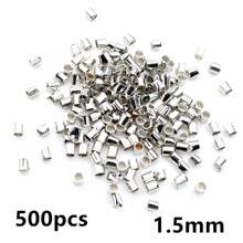 500 pièces de perles de blocage de tube métallique de 1,5 à 2,0 mm, perles d'espacement pour la fabrication de bijoux de collier DIY, fournitures de découverte