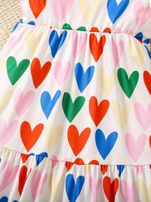 THOMAS STEVEN Girls Summer Love Pattern Fashion Print Cap Sleeve Dress - Multicolor - View 6