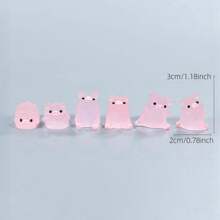 6 Stücke leuchtender niedlicher Mini Schwein Auto Dekorationsschmuck, DIY Cremekleber Harz Zubehör, kreatives Center Konsole Ornament Puppe