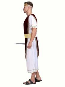 Greek Roman Caesar Toga Costume For Men, Halloween Masquerade Party Roleplay Outfit - White - View 3