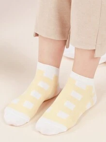 10 Pares Calcetines Amarillos Para Mujer, Finos, Transpirables, Poco Profundos Y Que No Caen, Calcetines Con Estampado De Dibujos Animados Para Mujeres Jóvenes - Amarillo - Ver 3