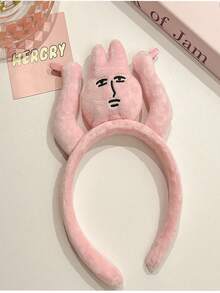 搞笑粉红兔子手抓头发发箍，俏皮头带，用于抓刘海和绑头发，卡通浴室发饰 - 彩色 - 查看 5