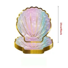 10pcs/20pcs/50pcs Pink And Purple 7inch 9inch Mermaid Plates Seashell Paper Plates Sea Iridescent Mermaid Party Shaped Plates Disposable Holographic Foil Cake Party Supplies For Mermaid Party Birthday Shower Wedding , For Halloween Or Christmas Party - Multicolor - View 3