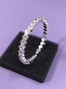 4pcs Women's European And American Fashion Wedding Set Fashion Earrings Necklace Bracelet Rhinestone Bridal Claw Chain Wedding Party Birthday Gift - Silver - View 3