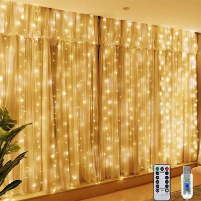 Led Curtain Lights Garland Fairy String Lights Christmas Decor USB Remote Control Wedding Party Holiday Decoration For Home Bedroom, Outdoor Garden Lighting For Pathway, Yard, Patio
