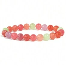 1pc Men's Beaded Bracelet 8mm Rhodonite Agate Healing Crystal Gem Bracelet Mala Yoga Meditation Jewelry Gifts For Women Men-Calm,Confidence,Protection,Success