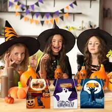 Halloween Themed Three-Dimensional Portable Paper Box, Party Snack Packaging Box Supplies - Multicolor - View 3