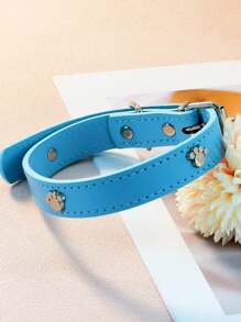 1 pièce Collier pour animaux de compagnie en PU réglable avec décoration en métal en forme de patte, disponible en plusieurs tailles et couleurs pour chats et chiens, peut être utilisé comme collier ou accessoire