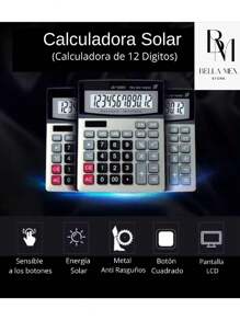Calculadora de Oficina, Escuela, Doble Carga (Solar y Bateria), Con Pantalla Grande de 12 Digitos, Calculadora Para Financiar, Contabilidad, Calculadora de Escritorio, Articulo Escolar, Calculadora Simple Para la Escuela DX-1200V - Gris - Ver 3