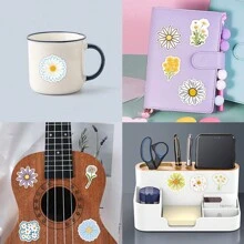 56张雏菊贴纸，乙烯基材质，美观实用，适用于剪贴簿、日记本、笔记本电脑、保险杠、滑板、水瓶、电脑、手机、卡通、安全帽、汽车贴纸和装饰贴花，返校季剪贴簿用品，趣味贴纸，笔记本电脑贴纸，Kindle手机贴纸 - 彩色 - 查看 6