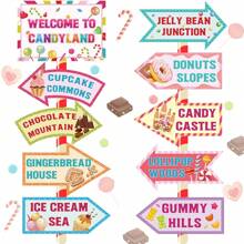 20 Pieces Candyland Party Decorations Candy Land Party Welcome Sign Donut Party Supplies For Birthday Party  Decor (Cardstock) - Multicolor - View 1