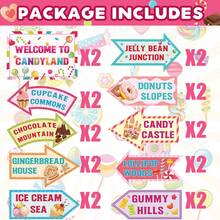 20 Pieces Candyland Party Decorations Candy Land Party Welcome Sign Donut Party Supplies For Birthday Party  Decor (Cardstock) - Multicolor - View 4