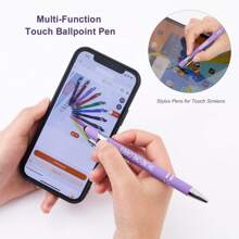 12 Pieces Funny Snarky Negative Quotes Ballpoint Pens, Touch Screen Stylus Tips Pen With Black Ink Tips, Fine Point Smooth Writing Pens For Office (12 Colors) Back To School - Sets - View 6