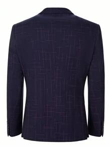 Conjunto de traje de 3 piezas azul marino y a cuadros rojos para hombre, incluye chaqueta, pantalones y chaleco, ajuste slim, formal, de oficina, para boda