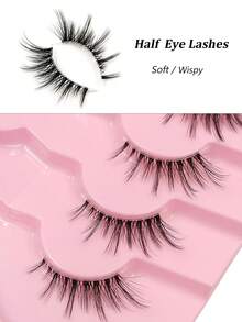 Rikuaild 7 Pairs Half Lashes With Clear Band Natural Looking Wispy Cat Eye Eyelashes 3D Fluffy False Lashes Eye Tail Elongation - Black - View 2