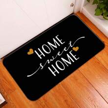 Tapete Emborrachado para Quarto, Sala e Entrada - 34X60 - 2mm - HOME SWEET HOME CORAÇÃO DOURADO - Preto e Branco - Visão 1