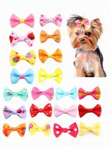 22入組寵物蝴蝶結，可愛的狗狗髮夾小髮卡頭飾，幼犬寵物美容工具 - 彩色 - 查看 6