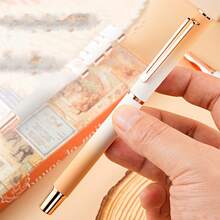 Colorful Stainless Steel Fashionable And Exquisite School Students Writing Calligraphy Birthday Gift Pen, With Ink Absorption And Interchangeable Ink Cartridges, 0.28mm Ultra-Fine Pen, Convenient For Business And Office Use - Multicolor - View 2