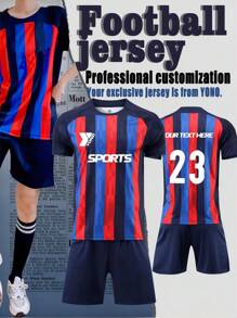 Equipación de clubes de fútbol de la Copa del Mundo, equipo deportivo profesional, camiseta en estilo novio que puede personalizarse especialmente con su nombre, número, logotipo y cualquier patrón que necesite imprimir en la ropa. Ropa de entrenamiento de competición personalizada disponible, admitiendo personalización de equipos - Azul - Ver 1