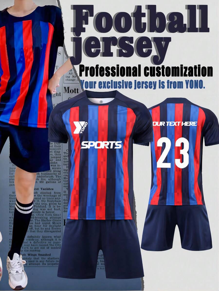 Equipación de clubes de fútbol de la Copa del Mundo, equipo deportivo profesional, camiseta en estilo novio que puede personalizarse especialmente con su nombre, número, logotipo y cualquier patrón que necesite imprimir en la ropa. Ropa de entrenamiento de competición personalizada disponible, admitiendo personalización de equipos - Azul - Ver 1