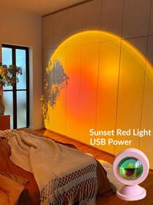 1pc 16 Color/Sunset Red Light Changeable USB Power Sunset Projection Light,With Remote/USB Power ,4 Modes Rgb Sunrise Sunset Lamp, Led Night Light Projector For Photography/Selfie Party,Home,Living Room, Bedroom,Camping,Wedding,Decor, Gifts For Women,Girls,Friends,Family