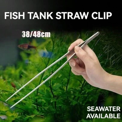 38/48 cm pincett i rostfritt stål Fisktank Vattenväxter Aqaurium Tool Vattenväxt Böjd tång Fåglar Reptil mattång