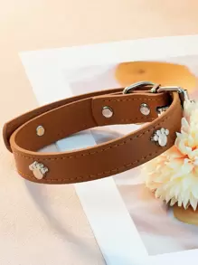 1 pièce Collier pour animaux de compagnie en PU réglable avec décoration en métal en forme de patte, disponible en plusieurs tailles et couleurs pour chats et chiens, peut être utilisé comme collier ou accessoire