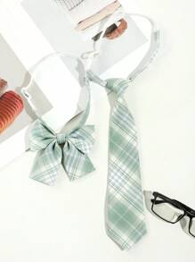 2 件装女士经典条纹 JK 制服学院风领结套装学生青少年英伦风格格子女孩领带校园配饰女士 - 多色 - 查看 15