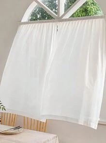 1pc No Drill Hook-And-Loop French Romantic White Curtains , Daily White Simple Solid Color Christmas Hook-And-Loop Fastener Sheer Curtains For Kitchen Home ,Door Curtain , Bedroom Curtains , Window Curtain, Soft Texture Scratch-Resistant Without Drilling Curtains , Living Room Curtains - White - View 6