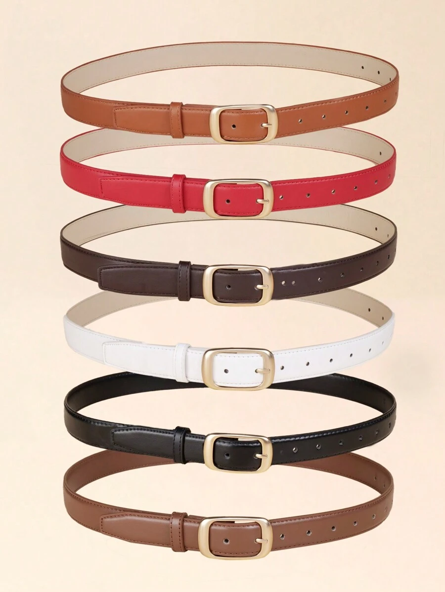 1 Máy Tính Plus Size Nữ Thời Trang Nâu/Đen/Màu Cà Phê Da PU Mềm Khóa Hợp Kim Thắt Lưng Hàng Ngày - Nhiều màu - Xem 1