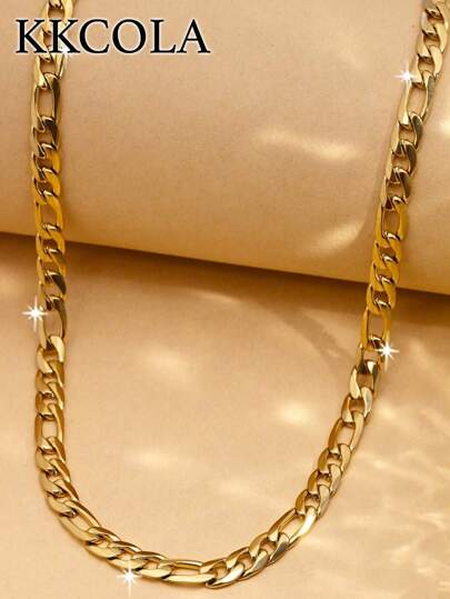 KKCOLA 1入組歐美風格街不銹鋼粗長項鍊,日常穿著,節日禮物,首飾類
