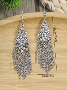 TopHanqi Metal Tassel Drop Earrings