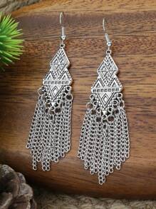 TopHanqi Metal Tassel Drop Earrings