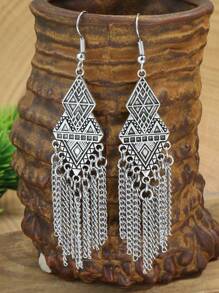 TopHanqi Metal Tassel Drop Earrings